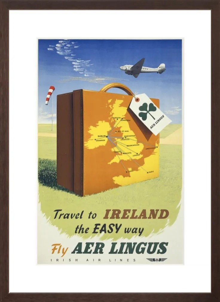 Travel to Ireland the Easy Way Vintage Poster