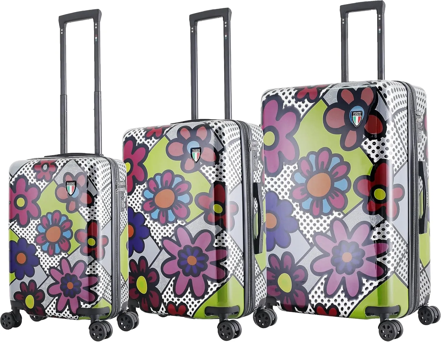 TUCCI Italy Flower Dots (20”, 24” & 28”) Hardside Suitcase Set