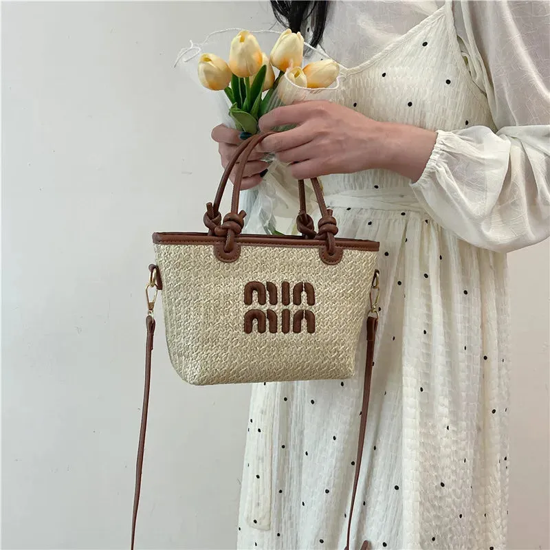 Uniwim 2024 Summer Beach Bag Designer Luxury Tote Shoulder Bags For Women Crossbody Messenger Square Hand Straw Bag Purse Free Shiping