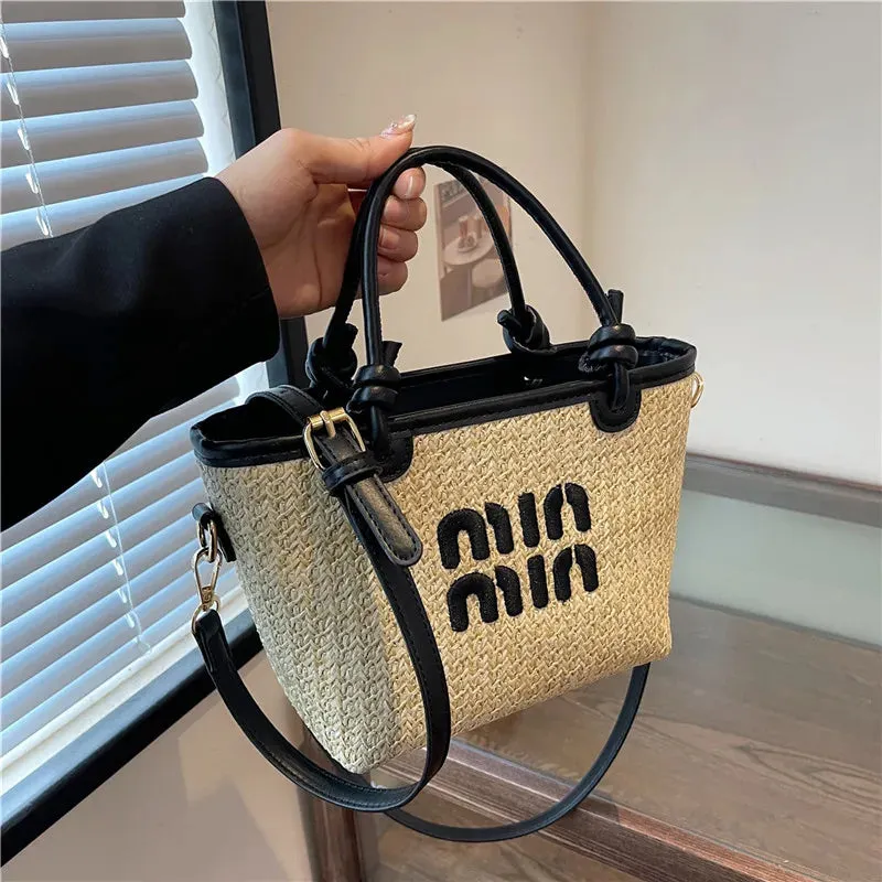 Uniwim 2024 Summer Beach Bag Designer Luxury Tote Shoulder Bags For Women Crossbody Messenger Square Hand Straw Bag Purse Free Shiping