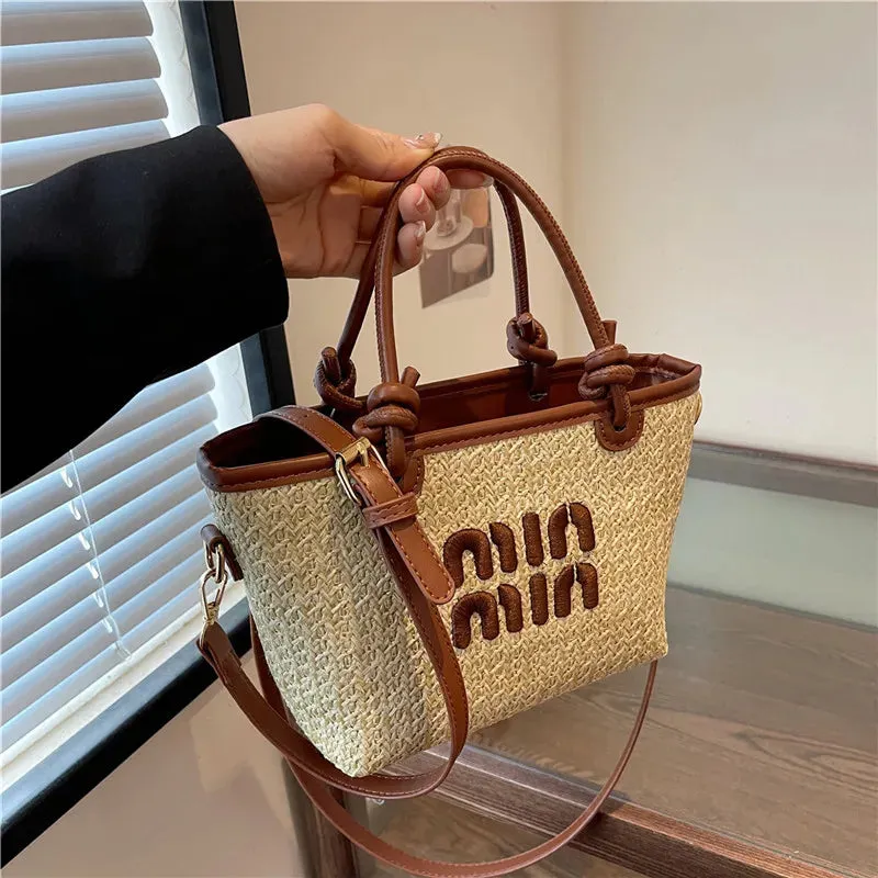 Uniwim 2024 Summer Beach Bag Designer Luxury Tote Shoulder Bags For Women Crossbody Messenger Square Hand Straw Bag Purse Free Shiping