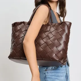 VEGAN LEATHER WOVEN TOTE