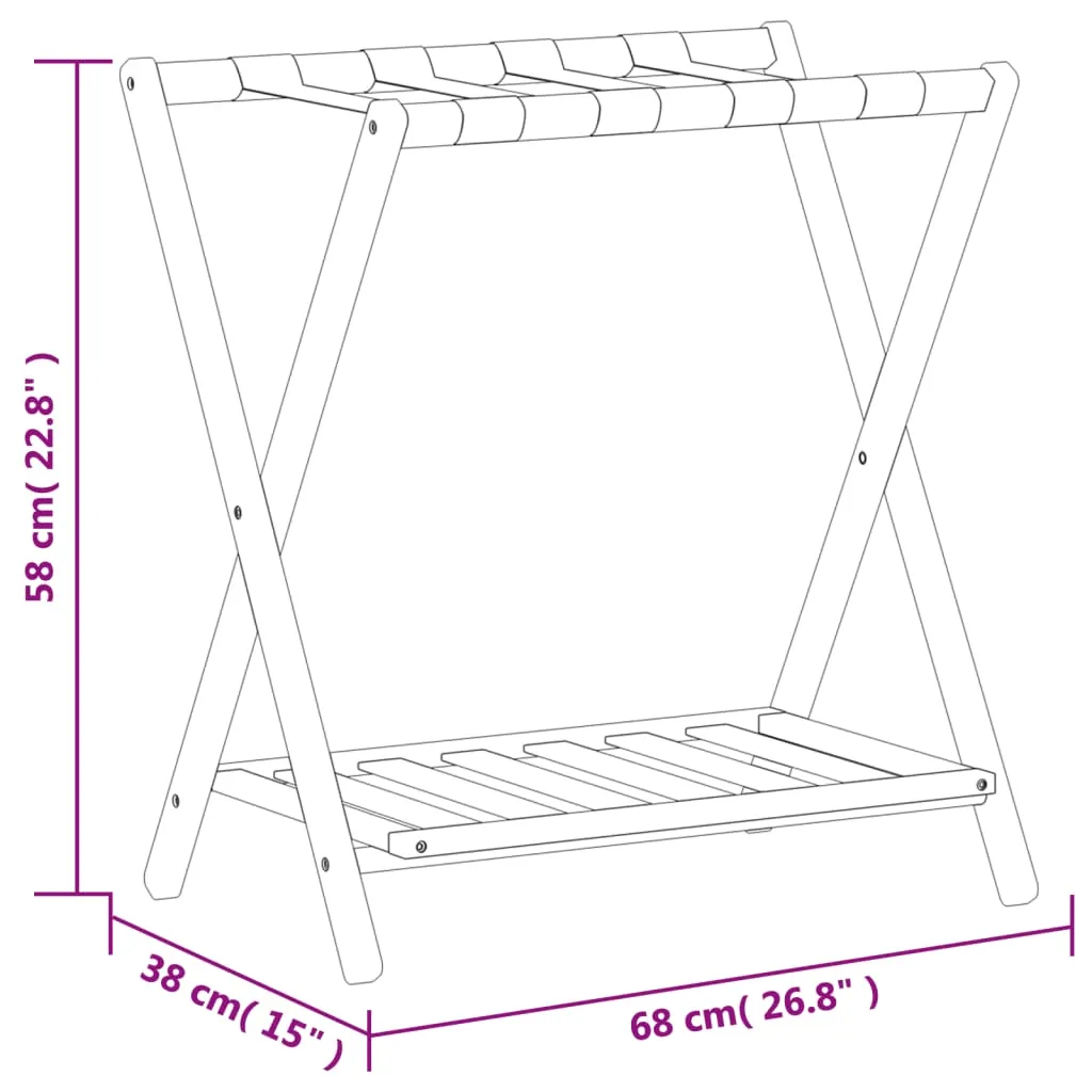 vidaXL Luggage Rack 68x38x58 cm Bamboo