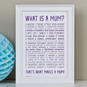 What Is A Mum Poem Print Purple