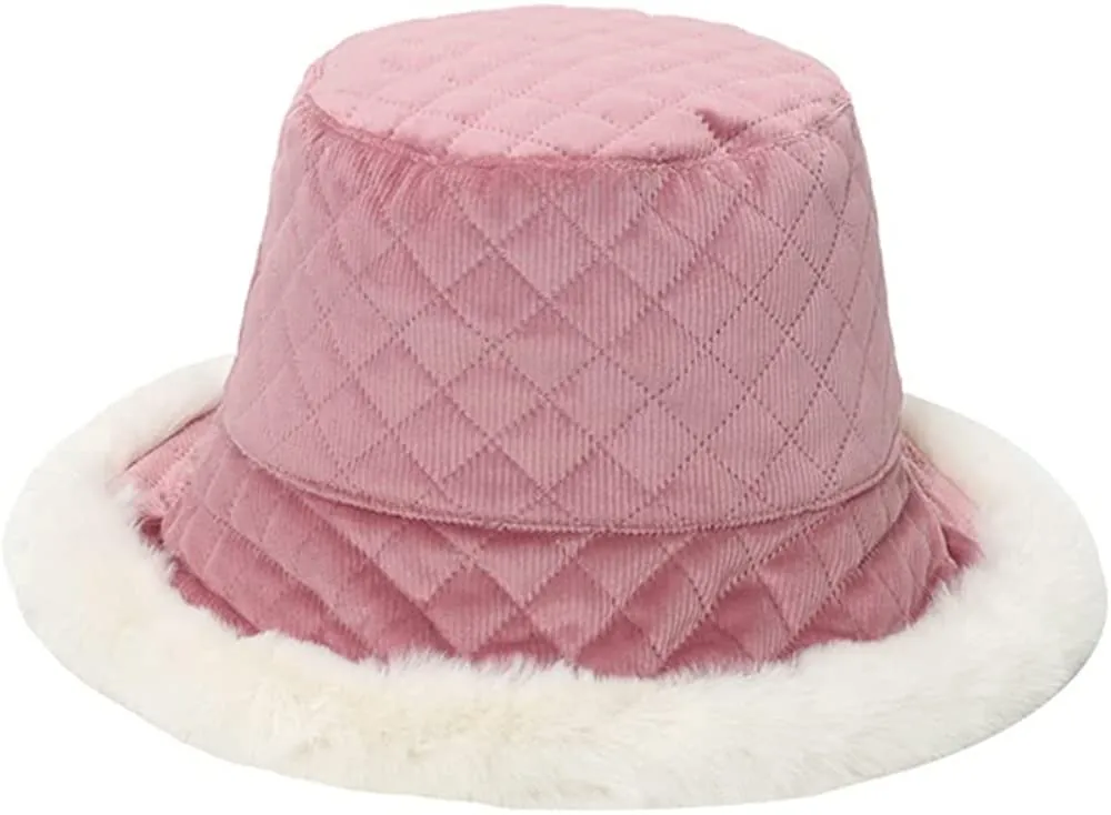 Women Plaid Warm Plush Fisherman Hat