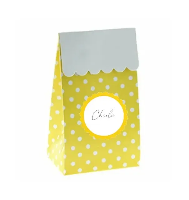 Yellow Spotted Treat Box & Scalloped Label Sticker