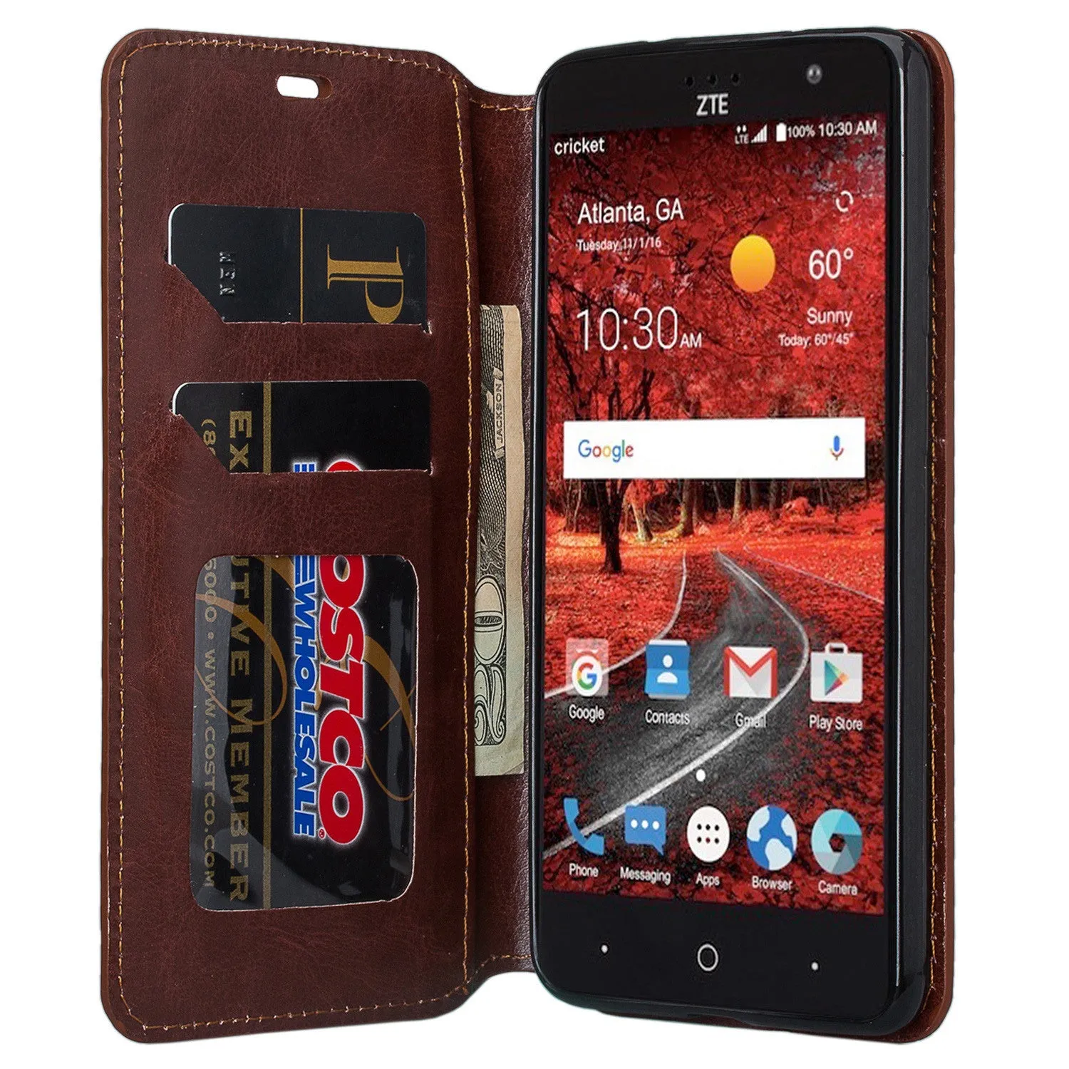 ZTE Blade Spark Z971, ZTE ZMAX One, ZTE Grand X4, X 4 Case, Magnetic Flip [Kickstand] Pu Leather Wallet Cover with Slots - Brown