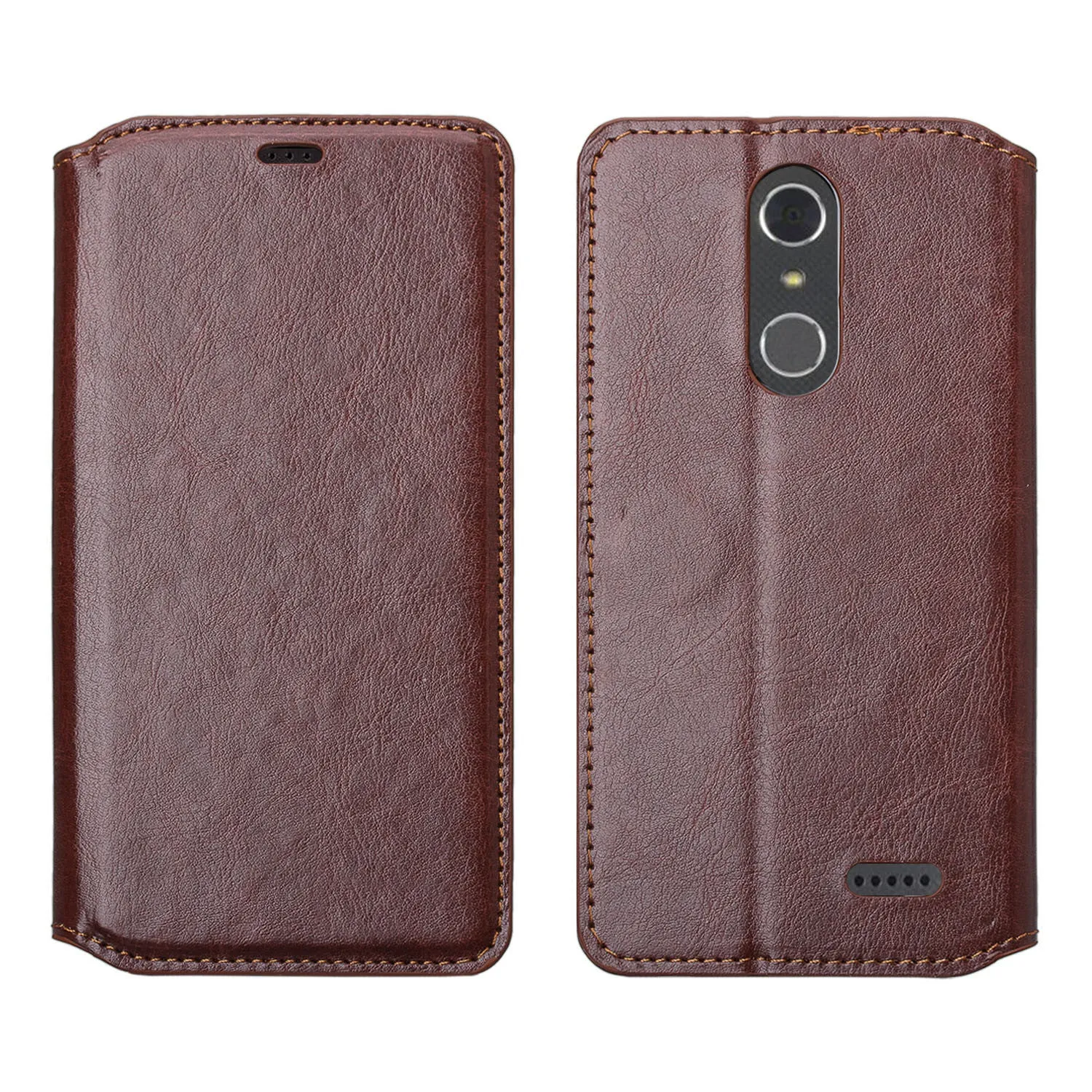 ZTE Blade Spark Z971, ZTE ZMAX One, ZTE Grand X4, X 4 Case, Magnetic Flip [Kickstand] Pu Leather Wallet Cover with Slots - Brown